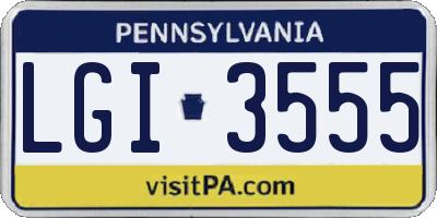 PA license plate LGI3555
