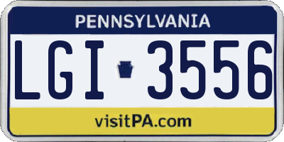 PA license plate LGI3556