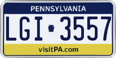 PA license plate LGI3557