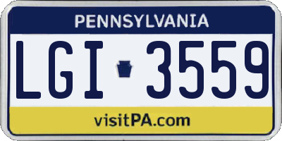 PA license plate LGI3559