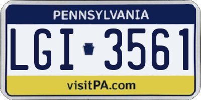 PA license plate LGI3561