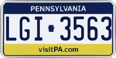 PA license plate LGI3563