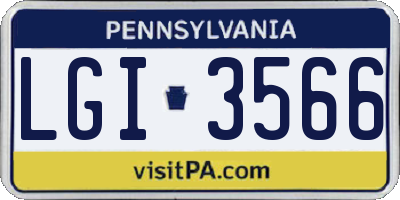 PA license plate LGI3566