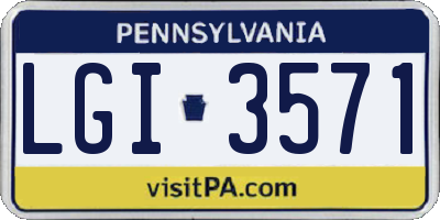 PA license plate LGI3571