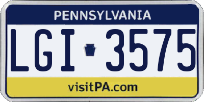 PA license plate LGI3575