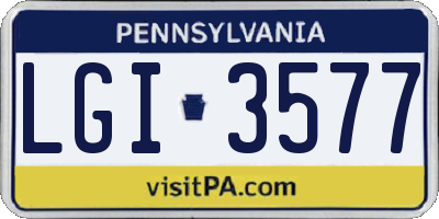 PA license plate LGI3577