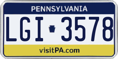 PA license plate LGI3578
