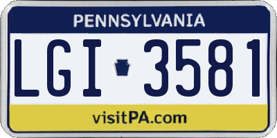 PA license plate LGI3581