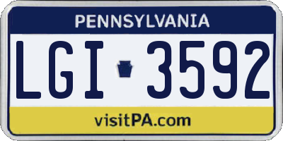 PA license plate LGI3592