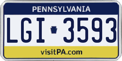 PA license plate LGI3593
