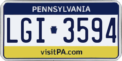 PA license plate LGI3594