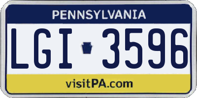 PA license plate LGI3596