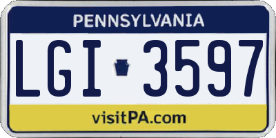 PA license plate LGI3597