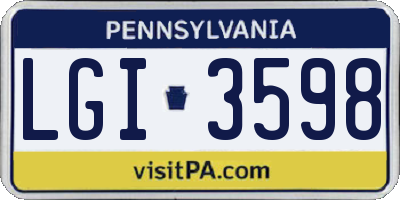 PA license plate LGI3598