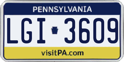 PA license plate LGI3609