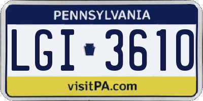 PA license plate LGI3610