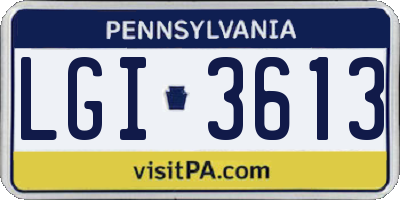 PA license plate LGI3613