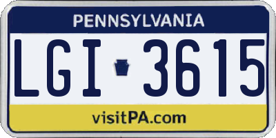 PA license plate LGI3615