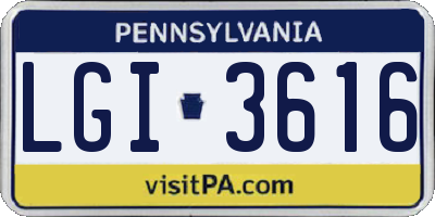 PA license plate LGI3616