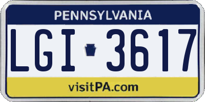 PA license plate LGI3617