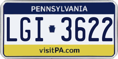 PA license plate LGI3622