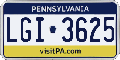 PA license plate LGI3625