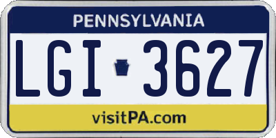 PA license plate LGI3627