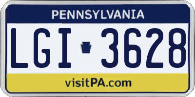 PA license plate LGI3628