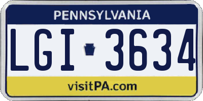 PA license plate LGI3634