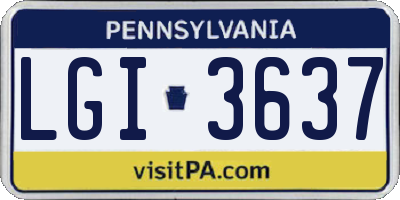 PA license plate LGI3637