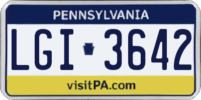 PA license plate LGI3642