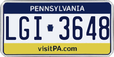 PA license plate LGI3648