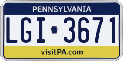 PA license plate LGI3671