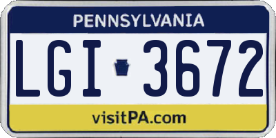 PA license plate LGI3672