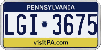 PA license plate LGI3675