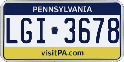 PA license plate LGI3678