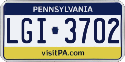 PA license plate LGI3702