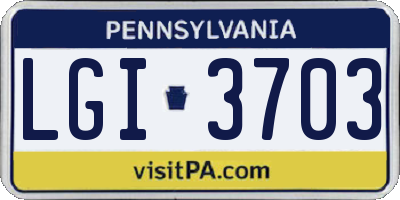 PA license plate LGI3703