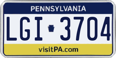 PA license plate LGI3704