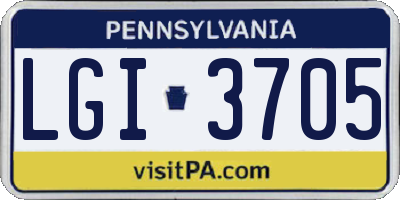 PA license plate LGI3705