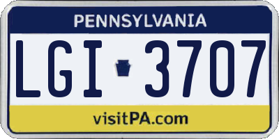 PA license plate LGI3707