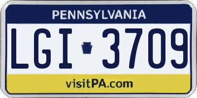 PA license plate LGI3709