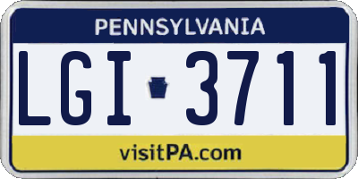 PA license plate LGI3711