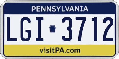 PA license plate LGI3712