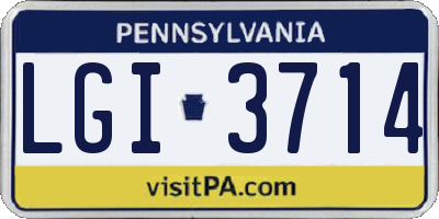 PA license plate LGI3714