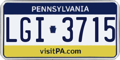 PA license plate LGI3715
