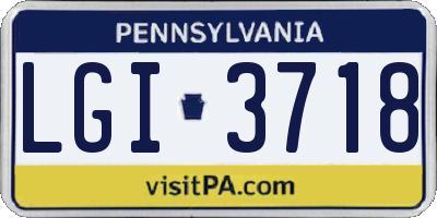 PA license plate LGI3718