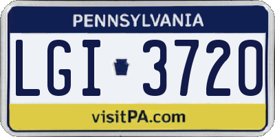 PA license plate LGI3720