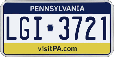 PA license plate LGI3721