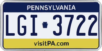 PA license plate LGI3722